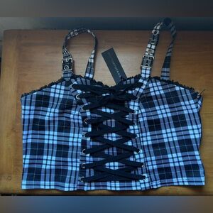 NWT Dolls Kill Plus Size Plaid Corset Top 🔥